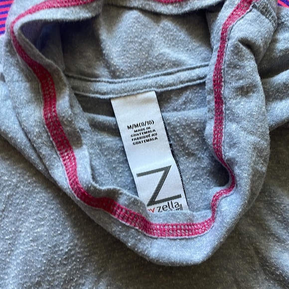 Zella Girl Striped Zip-Up and Light Weight Cowl Neck Long-asleep Tee - Picture 10 of 11